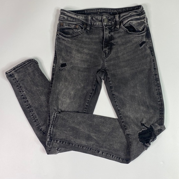 American Eagle Next Level Flex Slim Grey Black Distressed Jeans 28x32 - Picture 1 of 14